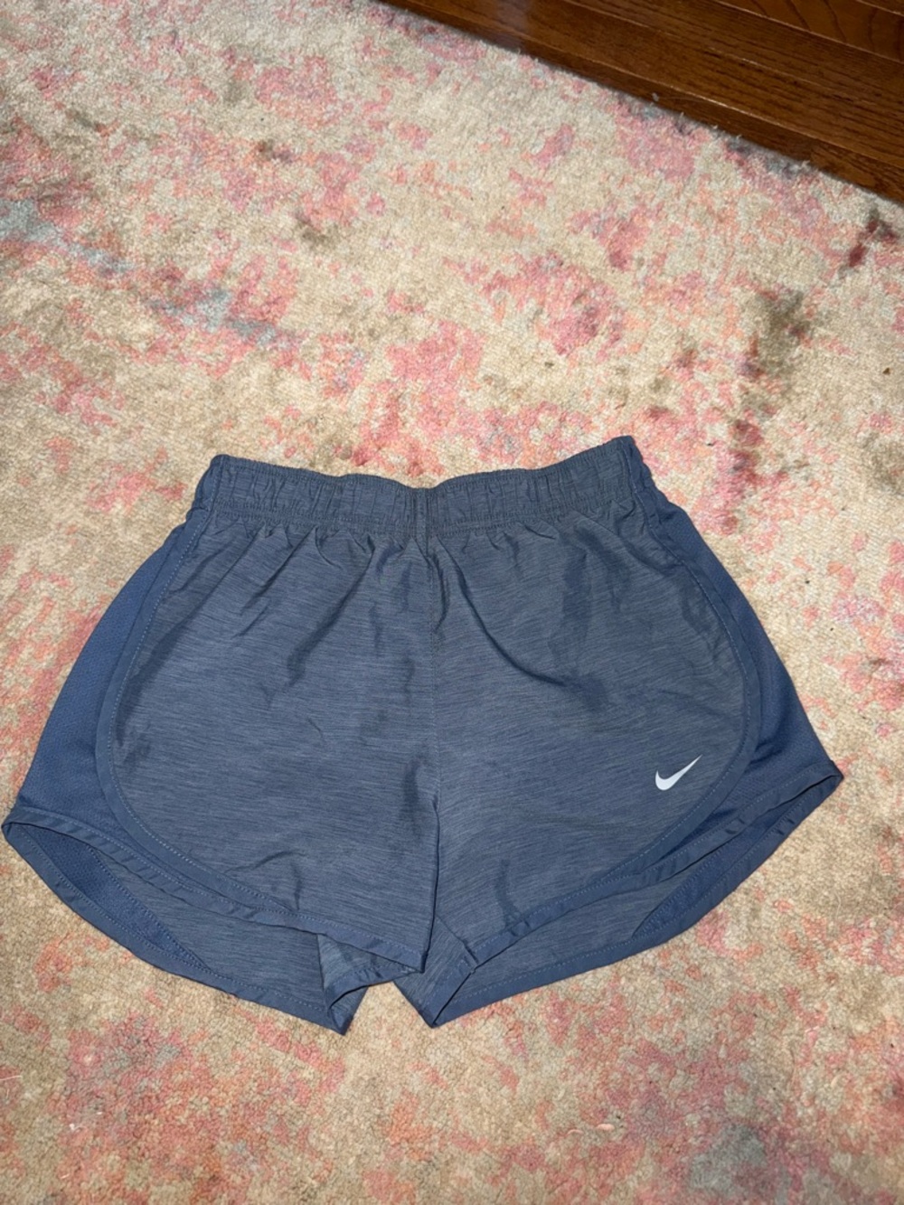Nike Women's Dark Blue Athletic Shorts with Reflective Swoosh